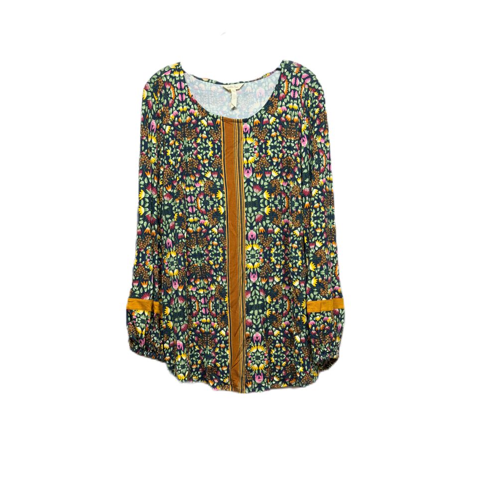 Matilda Jane Womens Multicolor Floral Peasant Blouse Long Sleeve Round Neck Top